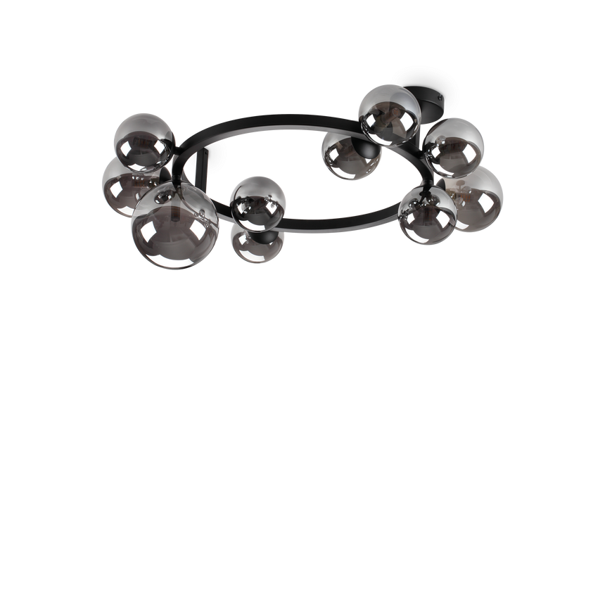 Plafón de techo Ideal Lux Perlage fumé cristal 10 luces 150W Ø70cm 309286