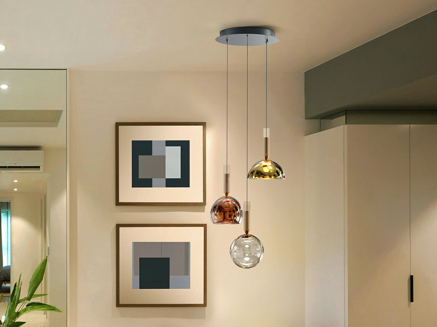 Lámpara de techo colgante Schuller Charlize 3 luces gris y varios colores 3000K Ø45cm 312011