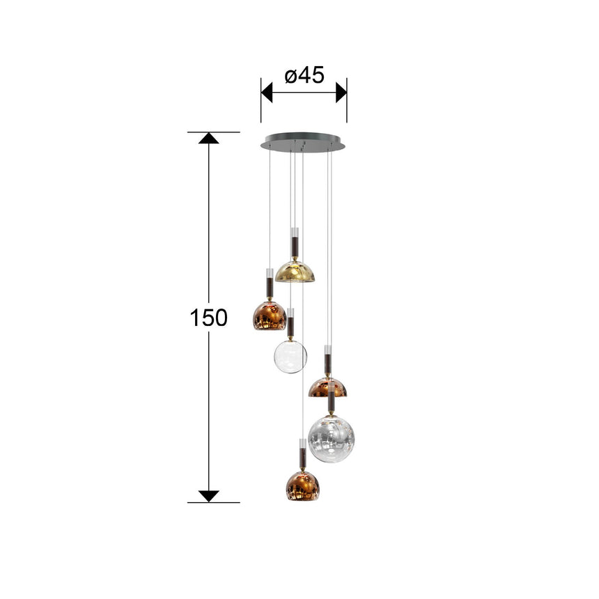 Lámpara de techo colgante Schuller Charlize 6 luces gris y varios colores 3000K Ø57cm dimensiones