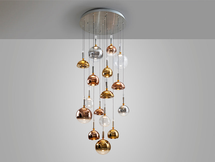 Lámpara de techo colgante Schuller Charlize grande 16 luces gris y varios colores 3000K 312233 - imagen 6