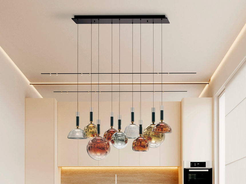 Lámpara de techo colgante Schuller Charlize II 9 luces bronce oscuro y varios colores 312394