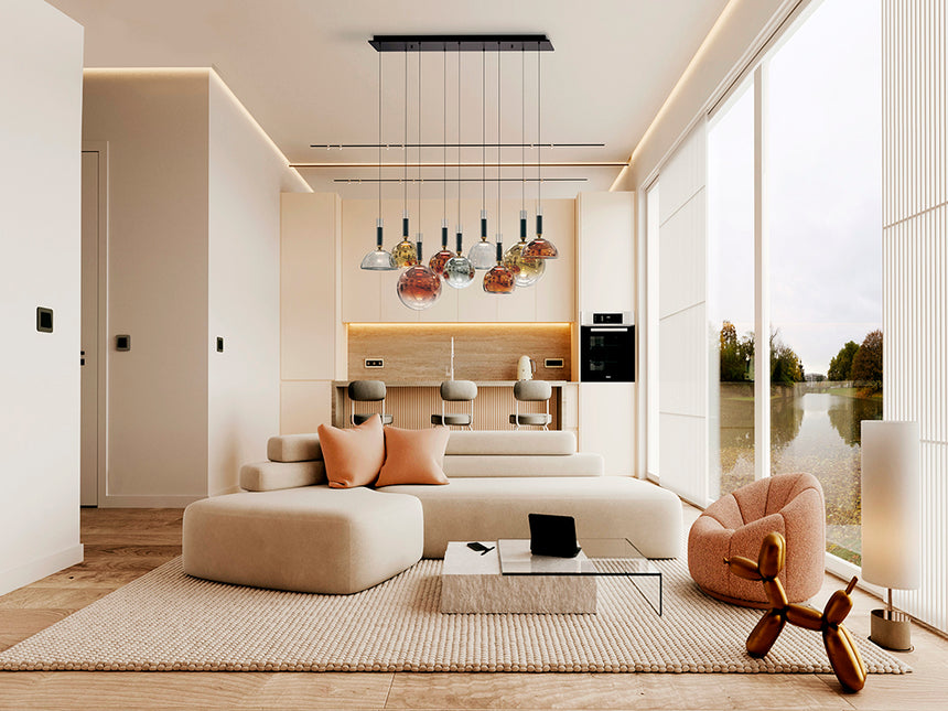 Lámpara de techo colgante Schuller Charlize II 9 luces bronce oscuro y varios colores 312394 - vista alternativa