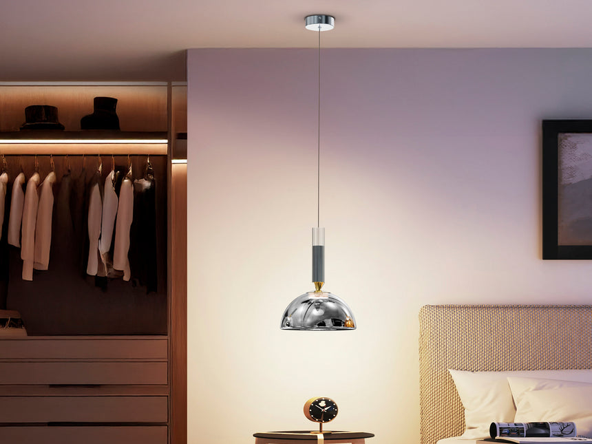 Lámpara de techo colgante Schuller Charlize 1 luz gris y plata 3000K 312462