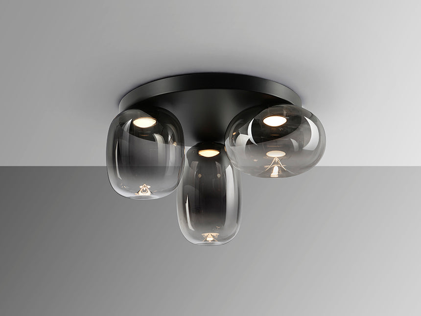 Schuller Onice Plafón techo 3 luces negro smoke 314435