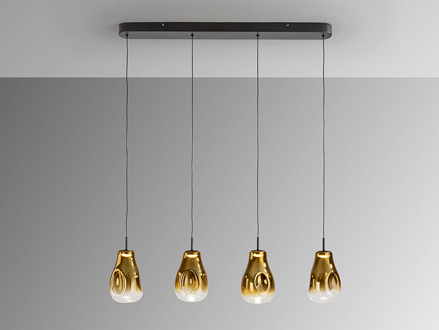 Schuller Aledis 4-Light Gold and Black Pendant Ceiling Lamp 314695