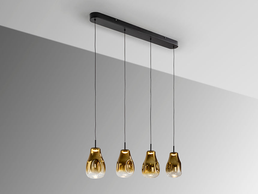 Schuller Aledis 4-Light Gold and Black Pendant Ceiling Lamp 314695
