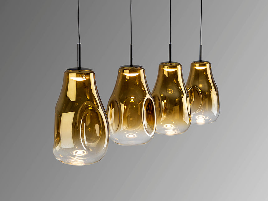 Schuller Aledis 4-Light Gold and Black Pendant Ceiling Lamp 314695