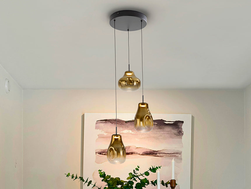 Schuller Aledis Lámpara de techo colgante 3 luces negro dorado 314749