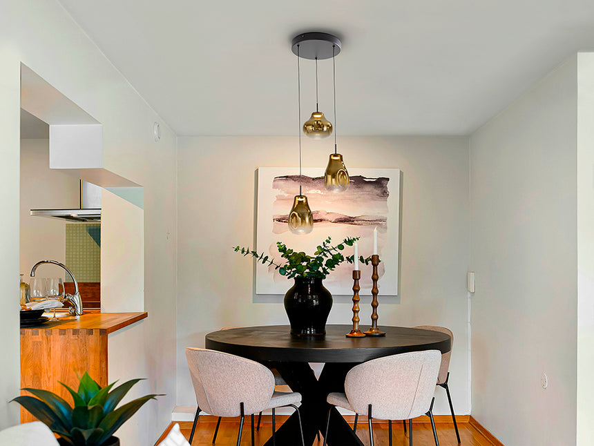 Schuller Aledis Lámpara de techo colgante 3 luces negro dorado 314749