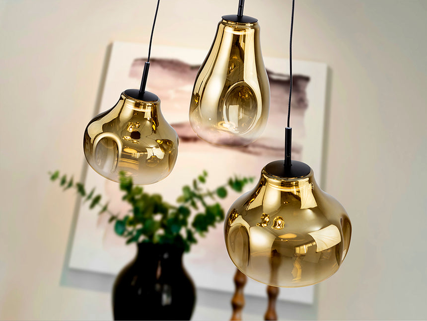 Schuller Aledis Lámpara de techo colgante 3 luces negro dorado 314749