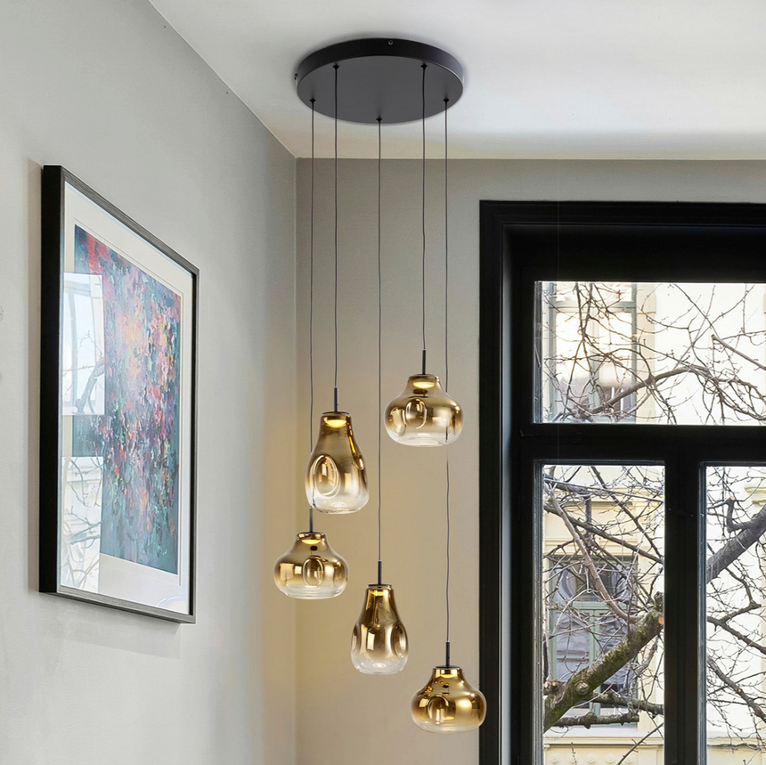 Schuller Aledis Lámpara de techo colgante 5 luces oro y negro 314862