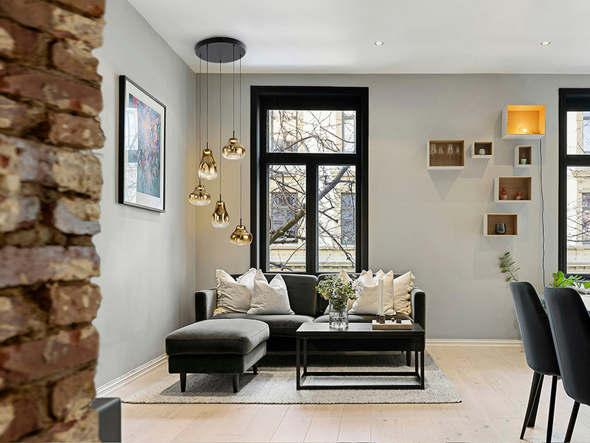 Schuller Aledis Lámpara de techo colgante 5 luces oro y negro 314862