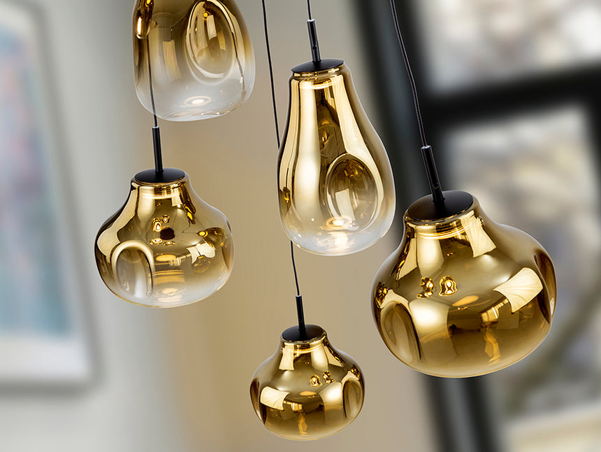 Lámpara de techo colgante Schuller Aledis 5 luces negro y dorado difuminado 314862 - imagen 3