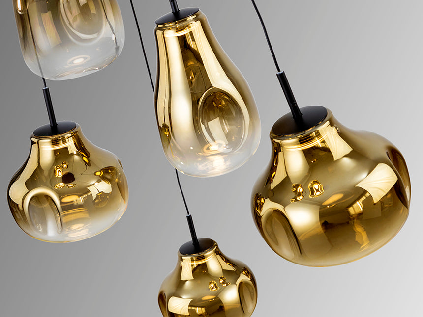 Schuller Aledis Lámpara de techo colgante 5 luces oro y negro 314862