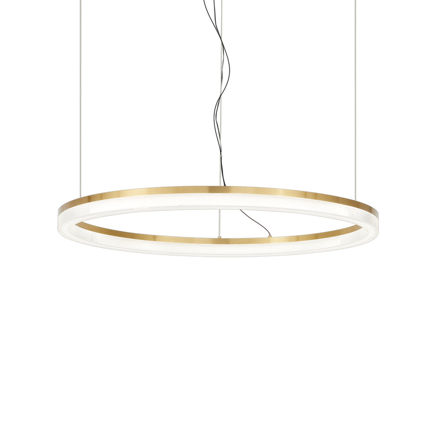 Lámpara colgante Ideal Lux Crown cristal LED 43W Ø80cm latón — ref. 314921 (1)
