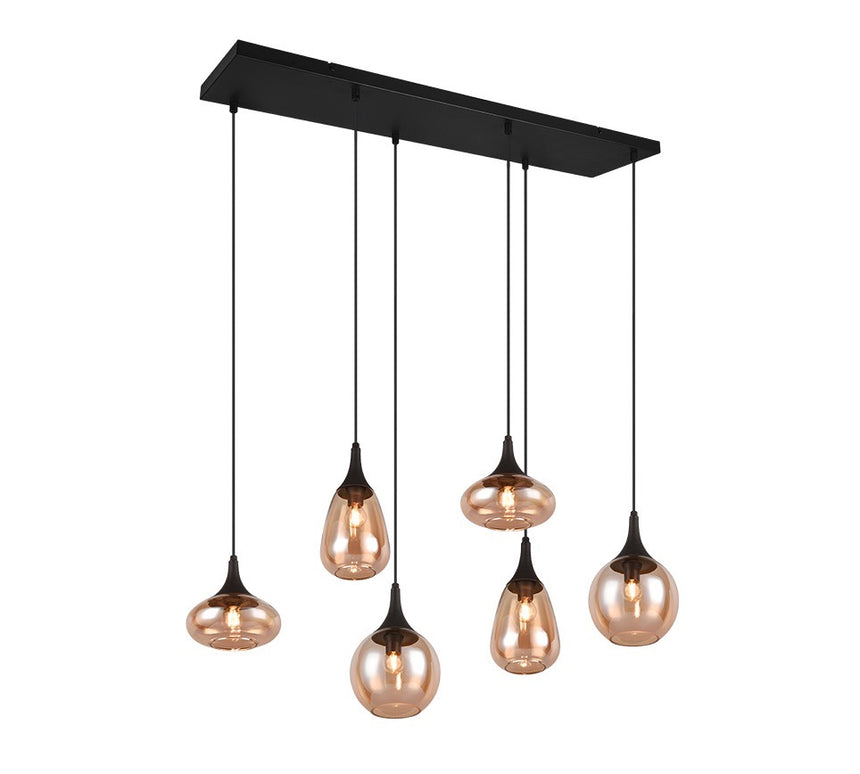 Trio Lumina Lámpara colgante 6 luces ámbar y negro 317000613