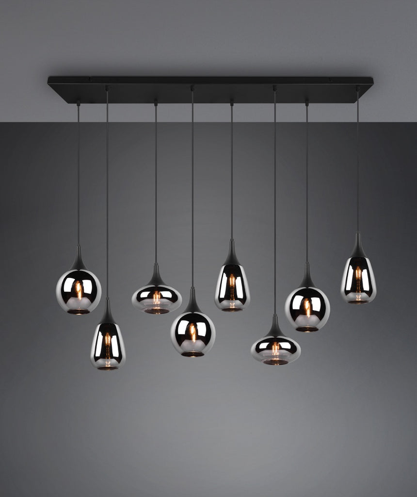Trio Lumina Black Pendant Lamp 8 Lights 317000832
