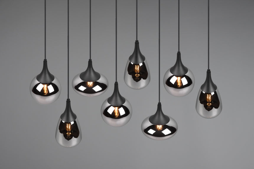 Trio Lumina Black Pendant Lamp 8 Lights 317000832