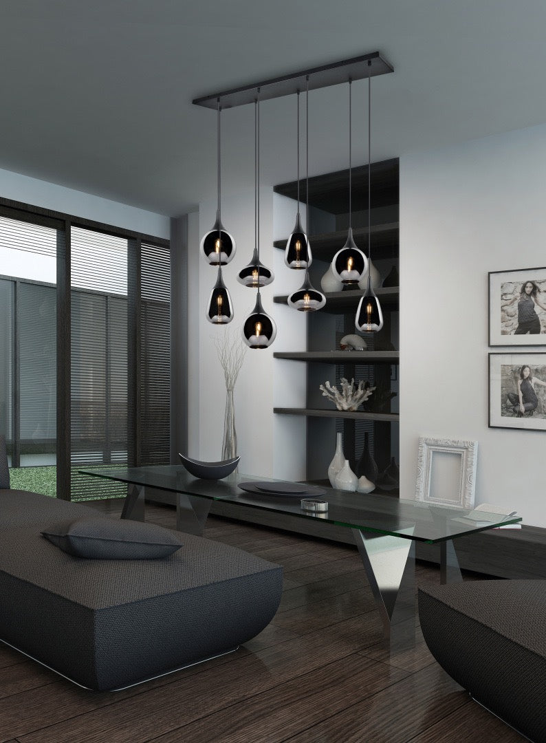Trio Lumina Black Pendant Lamp 8 Lights 317000832