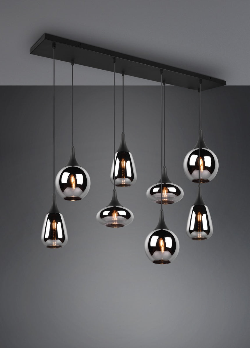 Trio Lumina Black Pendant Lamp 8 Lights 317000832