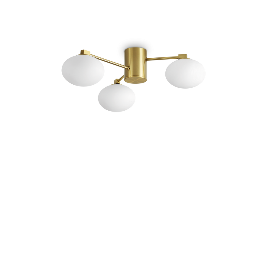 Plafón de techo Ideal Lux Hermes cristal 3 luces 84W Ø60cm latón — ref. 317007 (1)