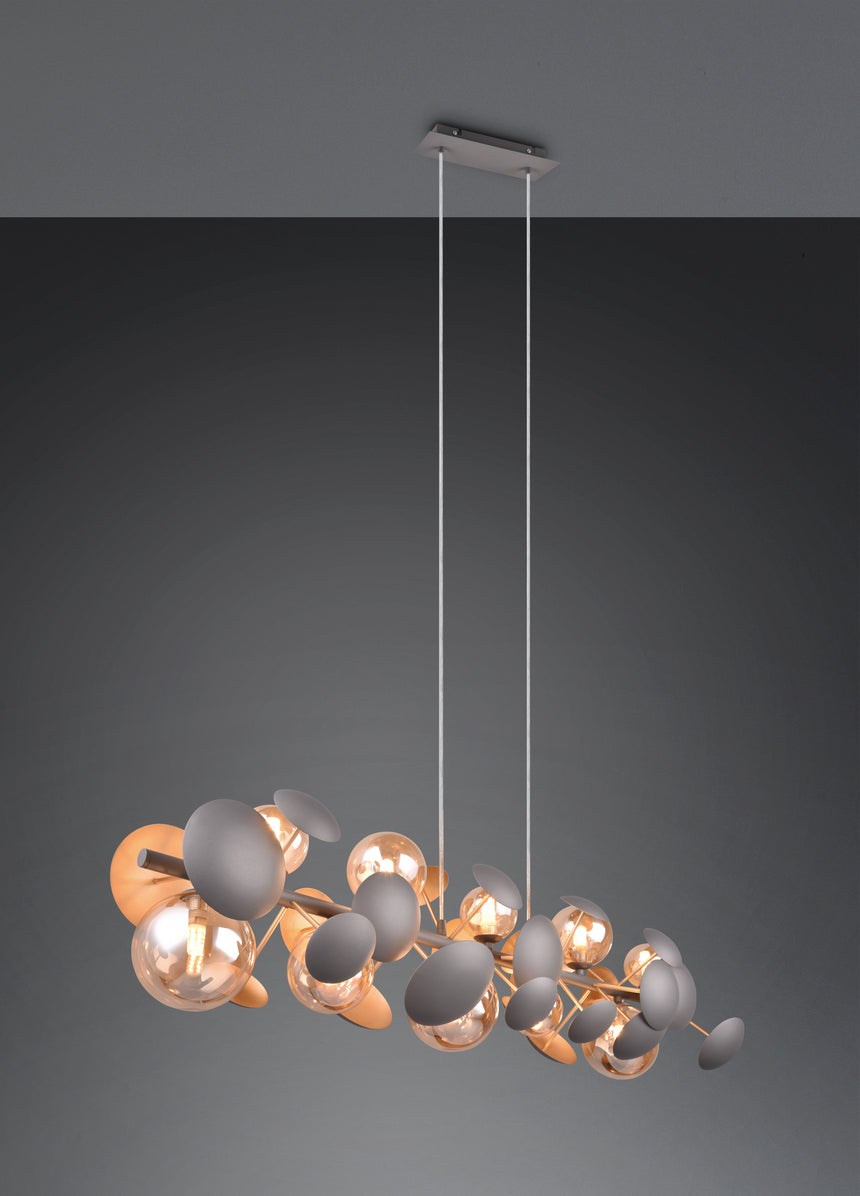 Lámpara de techo colgante Trio Bubble LED antracita 3000K 150cm 317401042