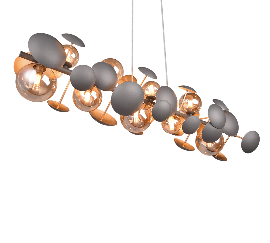 Lámpara de techo colgante Trio Bubble LED antracita 3000K 150cm 317401042