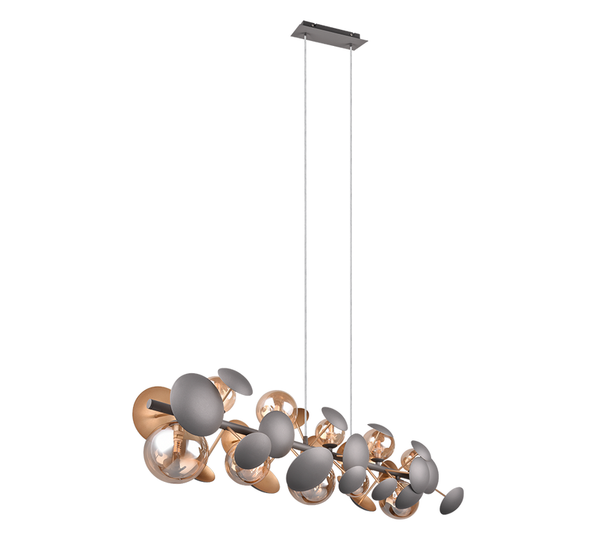 Lámpara de techo colgante Trio Bubble LED antracita 3000K 150cm 317401042