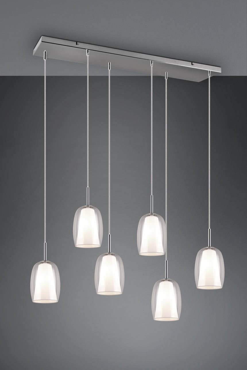 Lámpara de techo colgante Trio Barret LED cromo 3000K 150cm 317500606