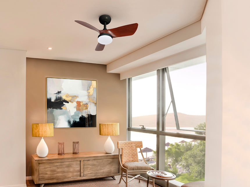 Ventilador de techo Schuller Tropic LED negro y nogal CCT Ø76cm 319614 - vista alternativa