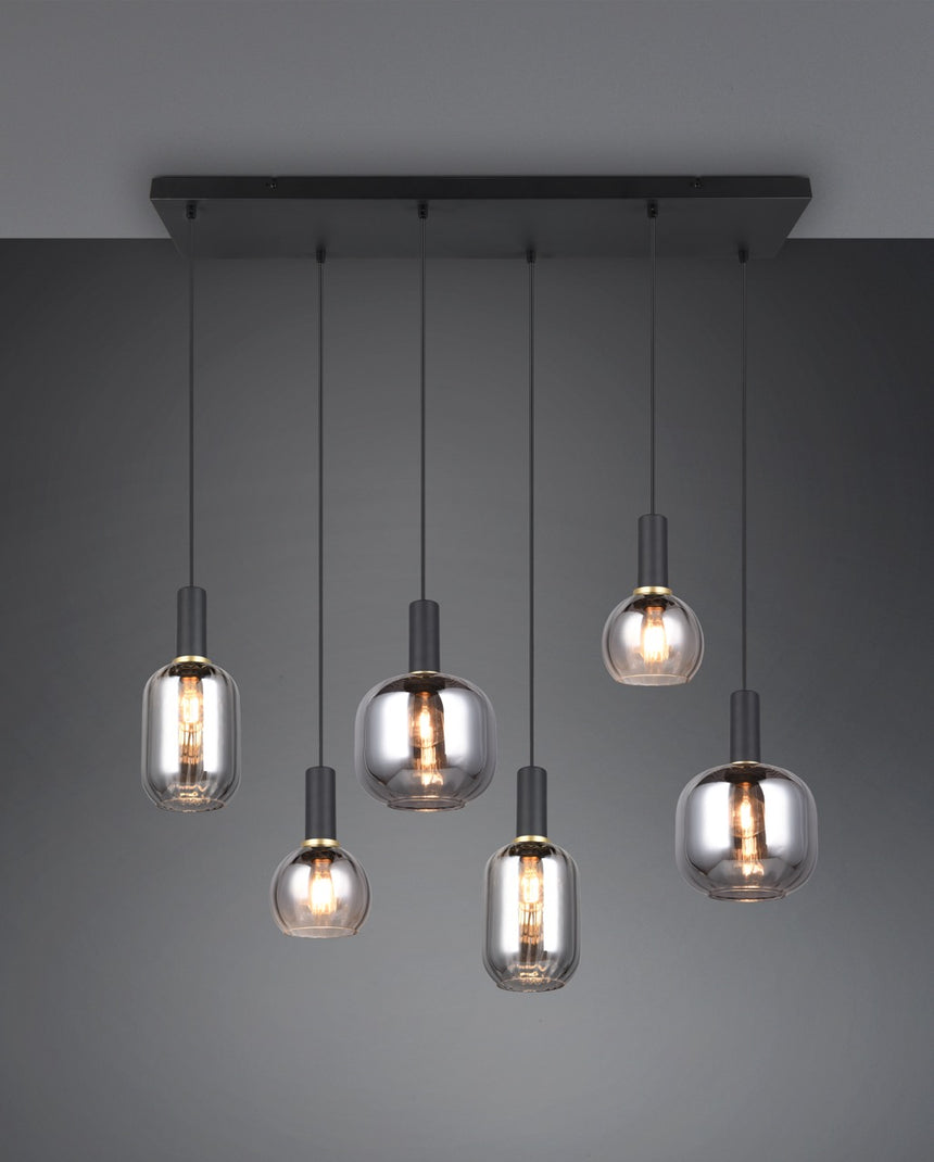 Trio DIVA Lámpara de techo colgante 6 luces negro 319800632