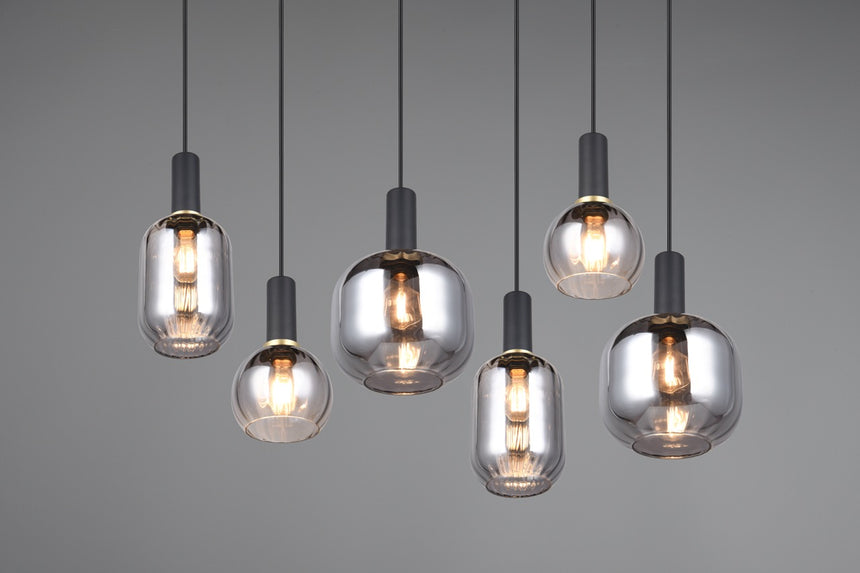 Trio DIVA Lámpara de techo colgante 6 luces negro 319800632