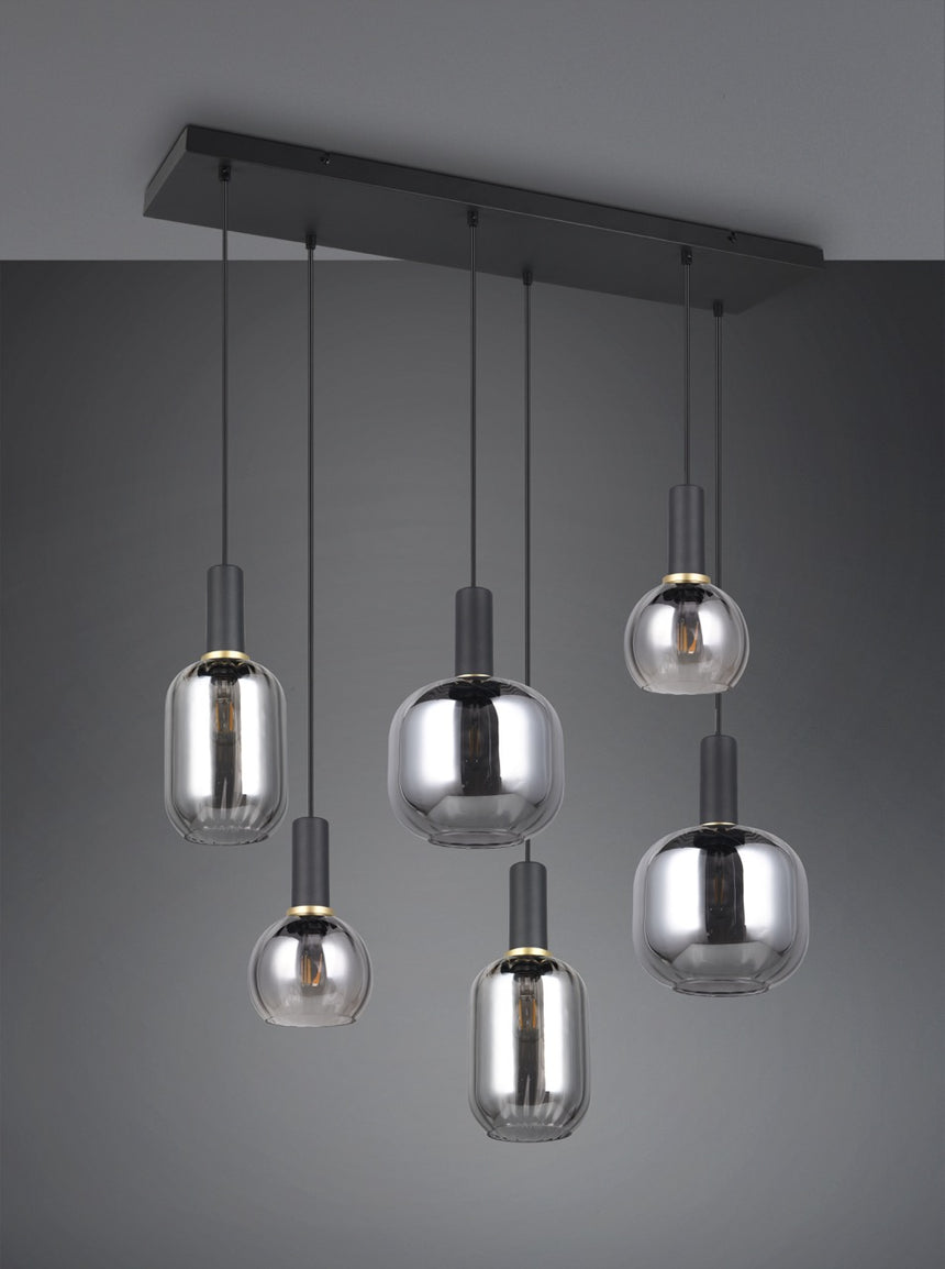 Trio DIVA Lámpara de techo colgante 6 luces negro 319800632
