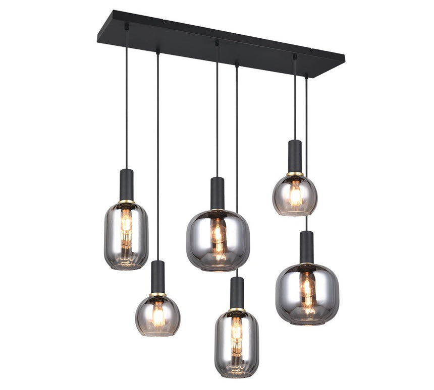 Trio DIVA Lámpara de techo colgante 6 luces negro 319800632