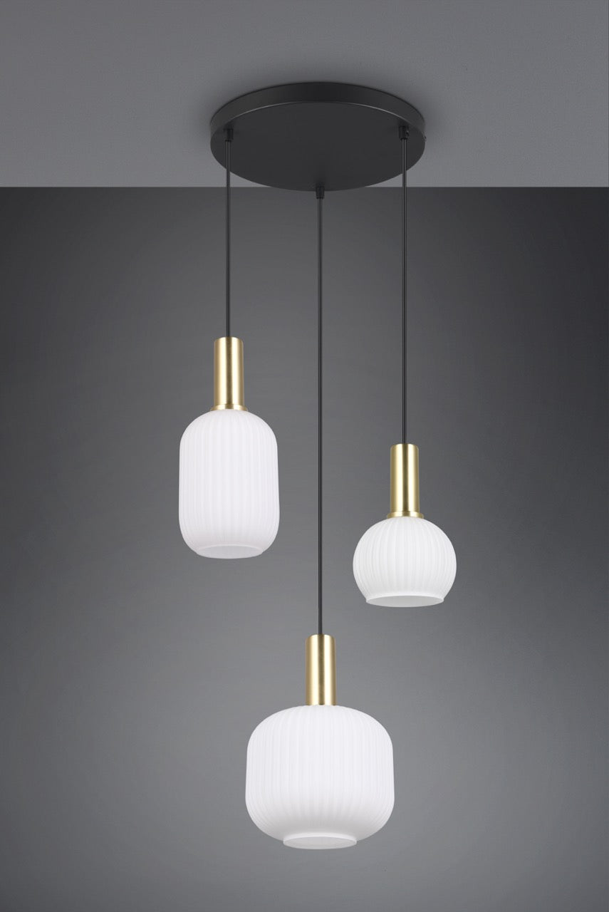 Trio DIVA Lámpara colgante 3 luces blanco bronce mate 319830308