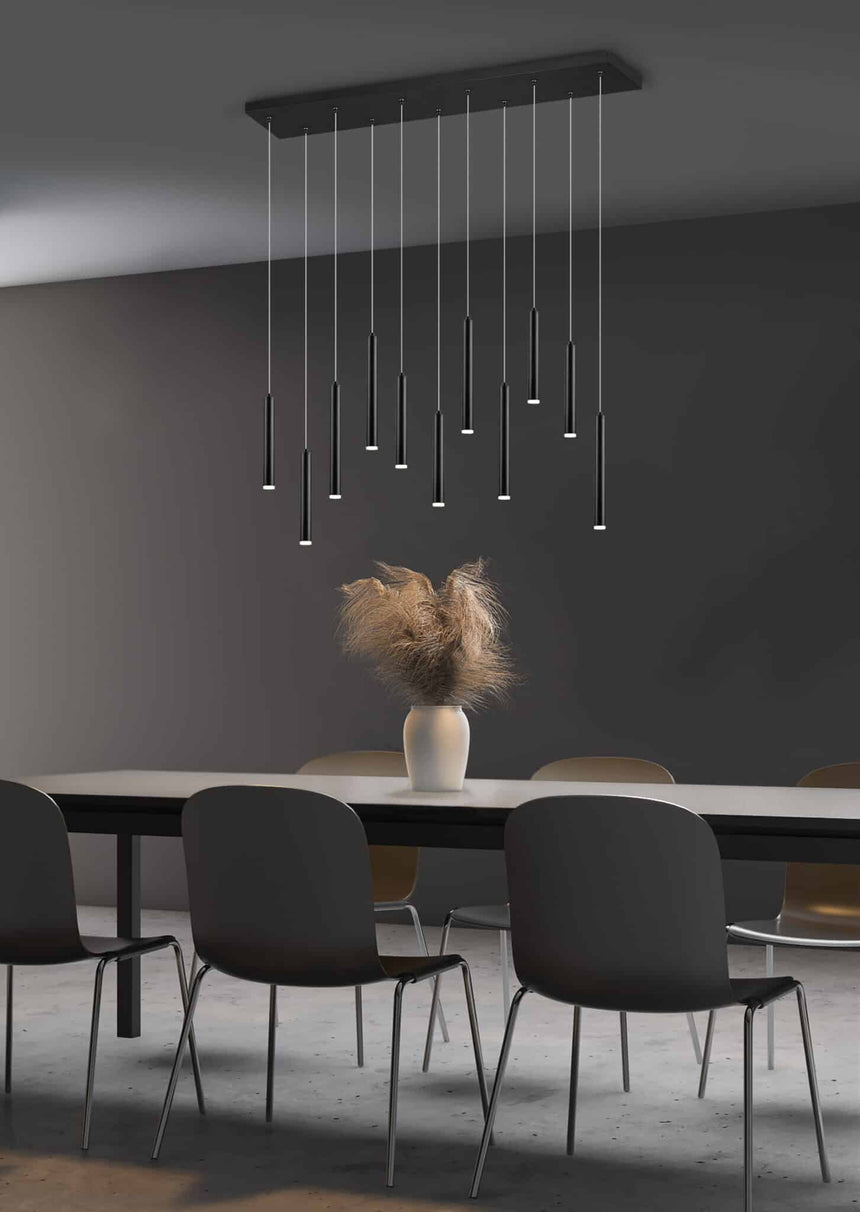 Trio Tubular Lámpara colgante LED de metal estera negra 321611132