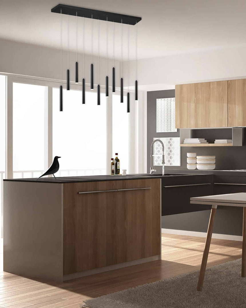 Trio Tubular Lámpara colgante LED de metal estera negra 321611132