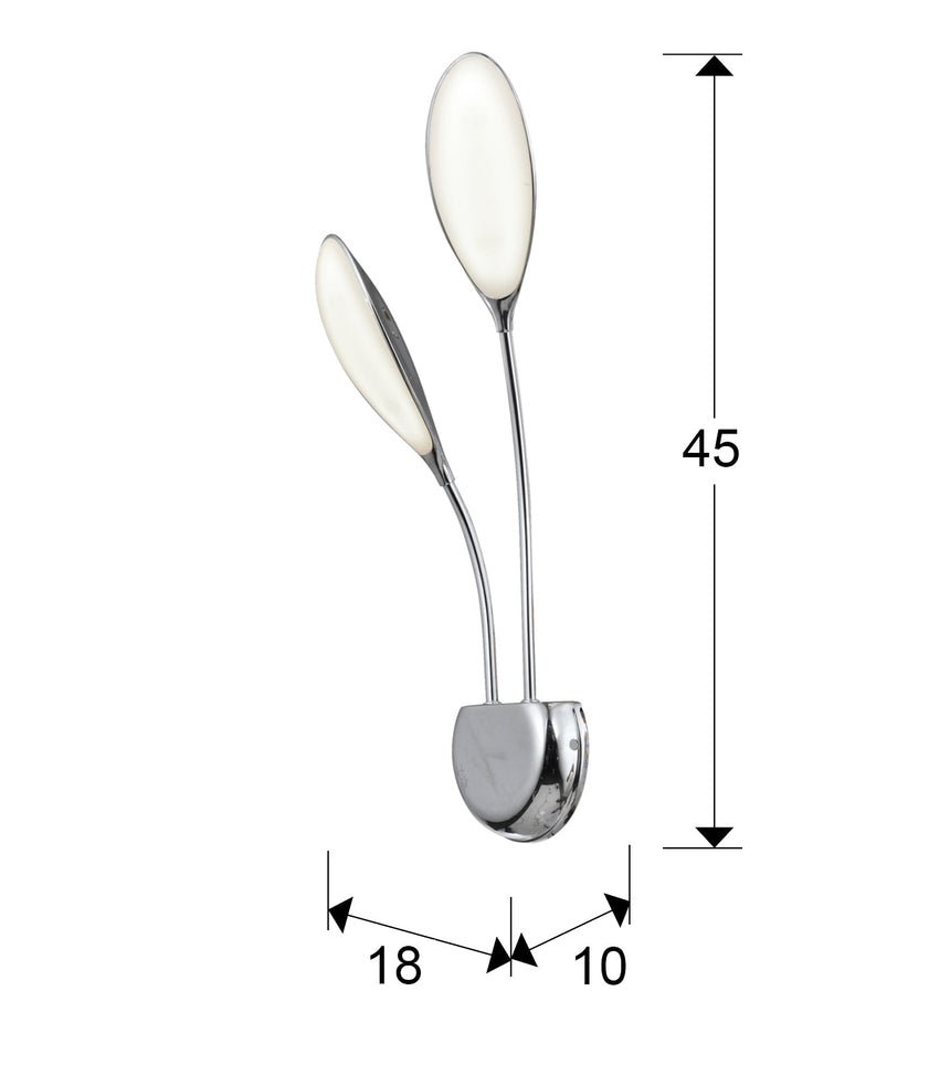 Medidas y dimensiones - Lámpara aplique de pared Schuller Lucila LED 2 luces cromo 4000K 324190