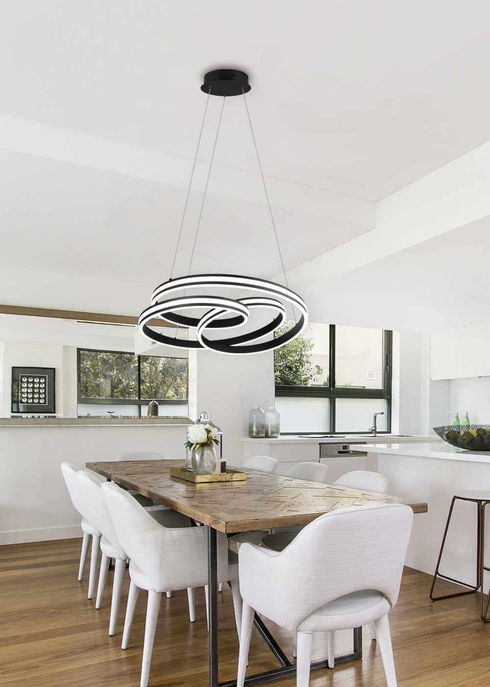Trio Nuria black mat metal LED pendant lamp 326210132