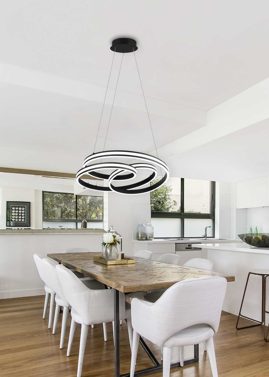 Trio Nuria black mat metal LED pendant lamp 326210132