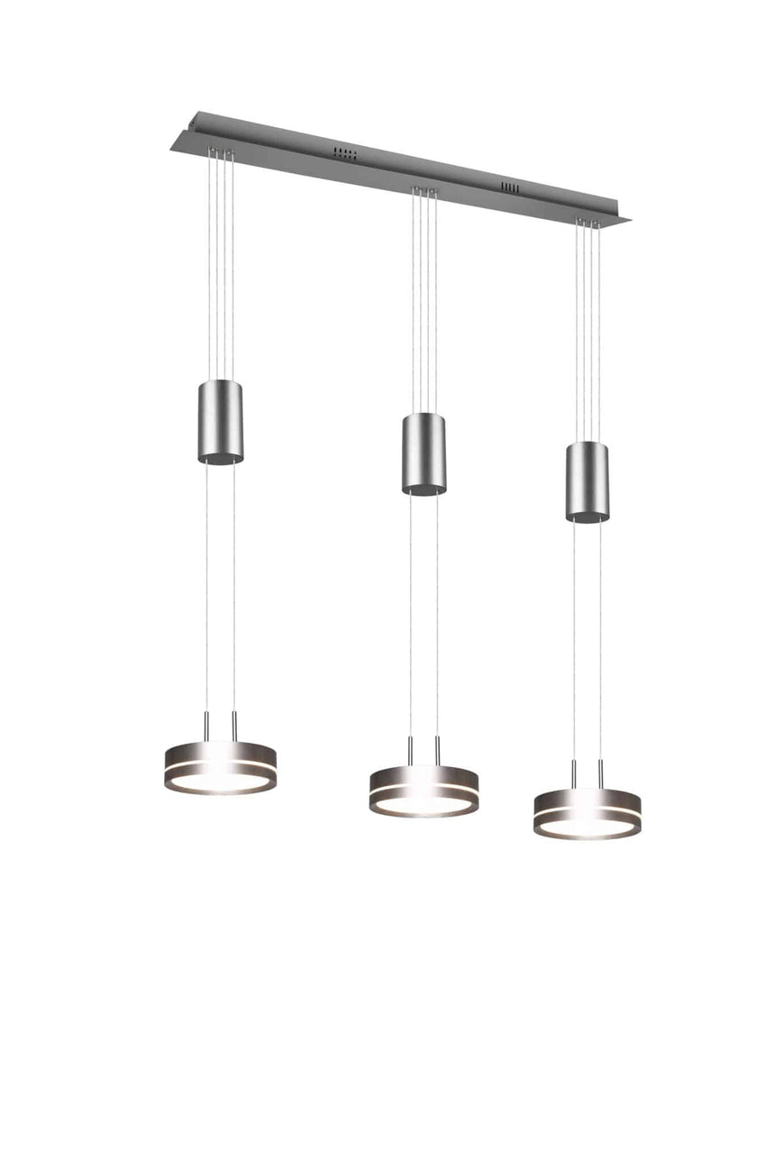 Trio Franklin Lámpara colgante LED de aluminio níquel mate 326510307