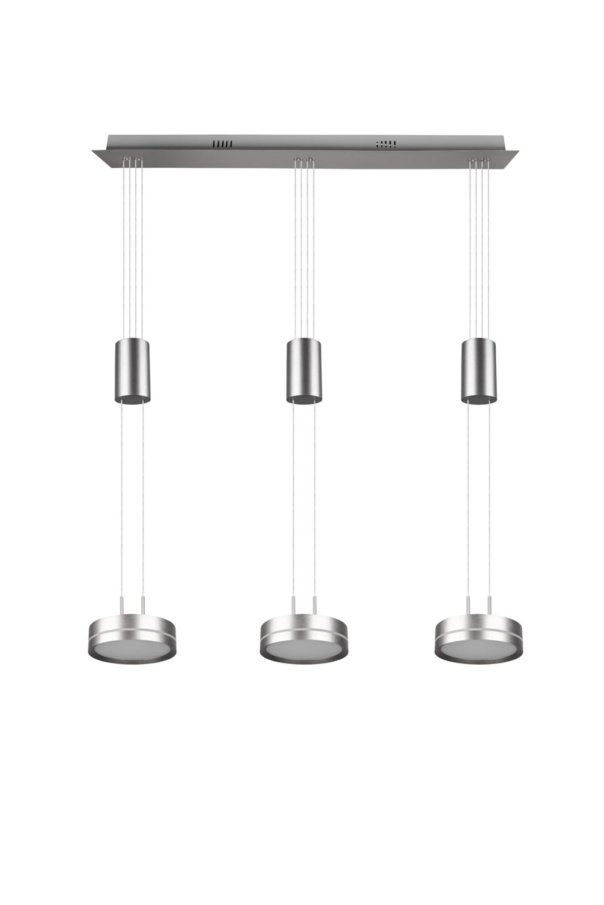 Trio Franklin Lámpara colgante LED de aluminio níquel mate 326510307