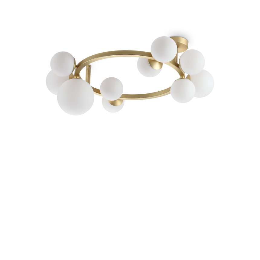 Plafón de techo Ideal Lux Perlage blanco cristal 10 luces 150W Ø70cm 327815