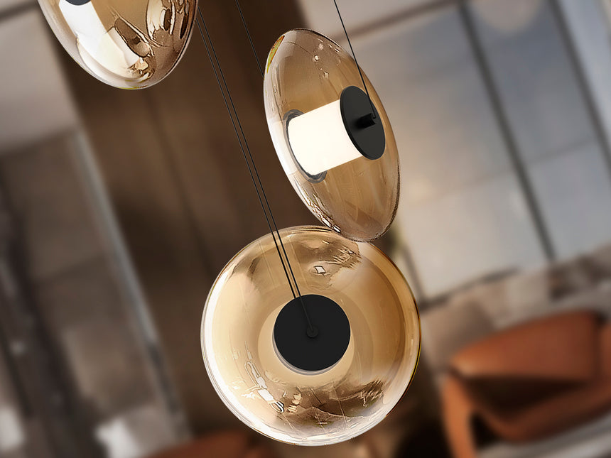 Lámpara de techo colgante Schuller Diabolo 3 luces negro y dorado 3000K Ø45cm 327848 — vista 3