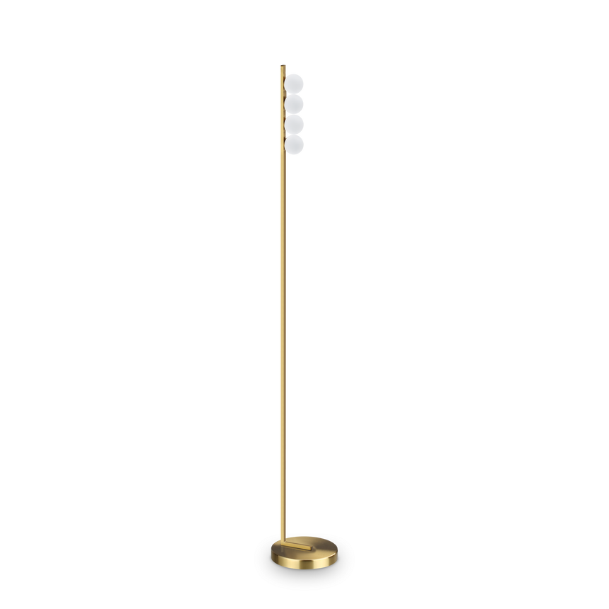 Lámpara de pie Ideal Lux Binomio latón cristal LED 4 luces 12W 155cm 328324