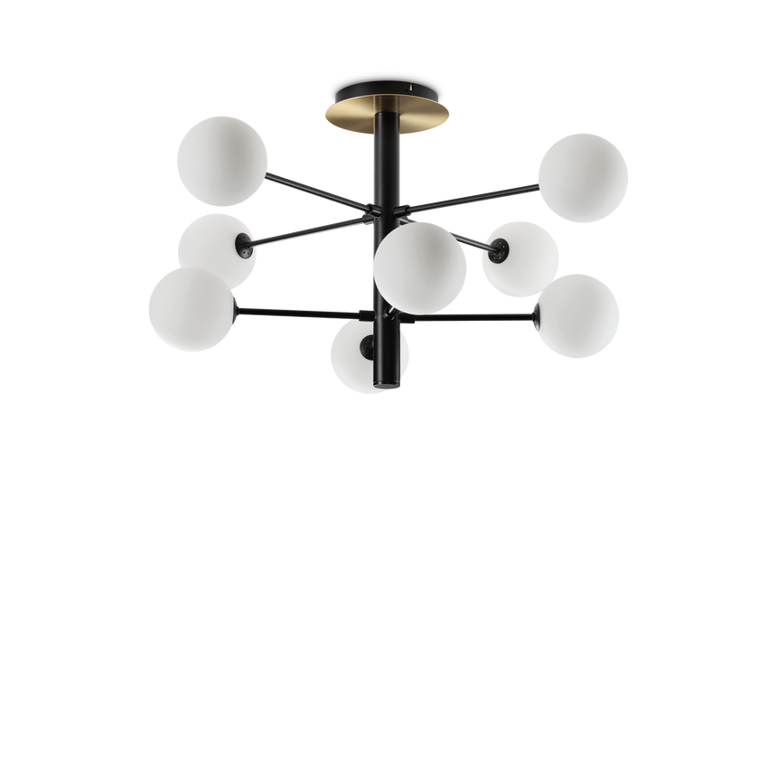 Plafón de techo Ideal Lux Cosmopolitan negro cristal 8 luces 120W Ø64cm 328485