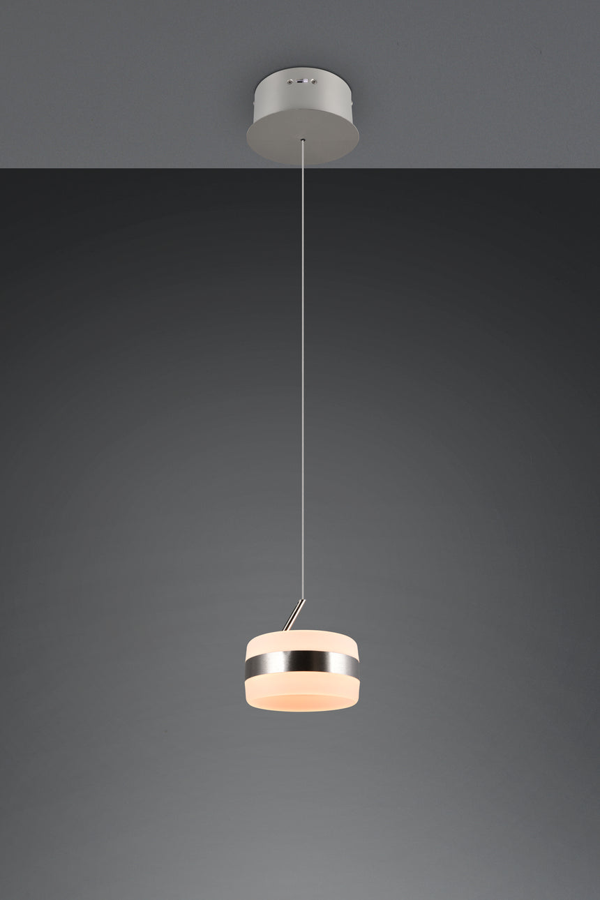 Lámpara de techo colgante Trio Dios LED níquel mate 150cm 331410107