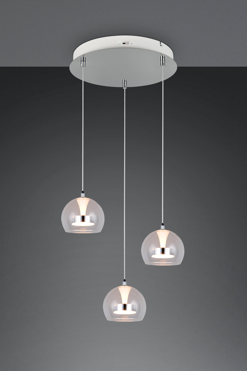 Lámpara de techo colgante Trio Flynt LED cromo 150cm 331630306