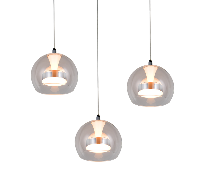 Lámpara de techo colgante Trio Flynt LED cromo 150cm 331630306