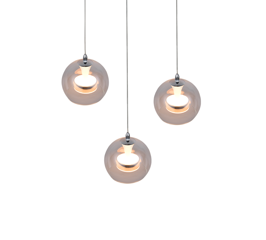 Lámpara de techo colgante Trio Flynt LED cromo 150cm 331630306